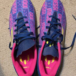 Men's multicolored Adidas Messi indoor soccer shoes, size 10